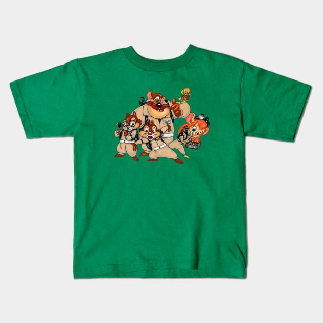 Ch-Ch-Ch-Chip and... Venkman? Rescue Busters! Kids T-Shirt by GeekFusion